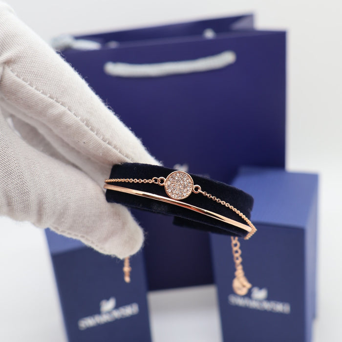 Swarovski Pave Circle Rose Gold-Tone Bracelet - 5274892