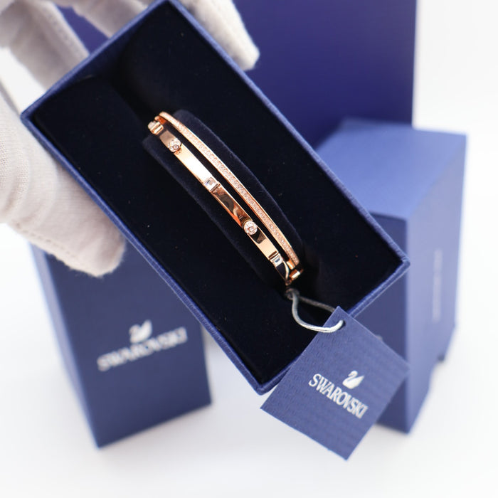 Swarovski Duo Rose Gold-Tone Bangle Set with Crystal Accents - 5555746