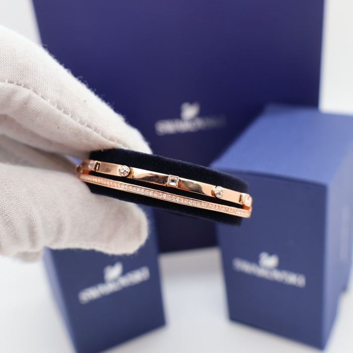 Swarovski Duo Rose Gold-Tone Bangle Set with Crystal Accents - 5555746