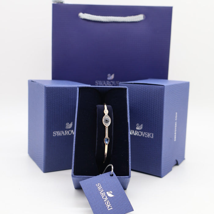 Swarovski Evil Eye Blue Crystal Bangle Bracelet – Gold Tone - 5171991