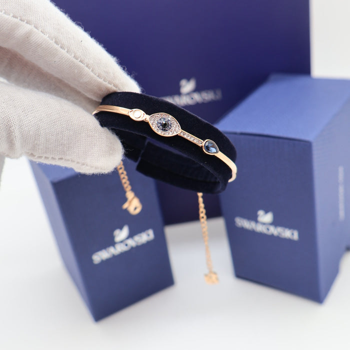 Swarovski Evil Eye Blue Crystal Bangle Bracelet – Gold Tone - 5171991