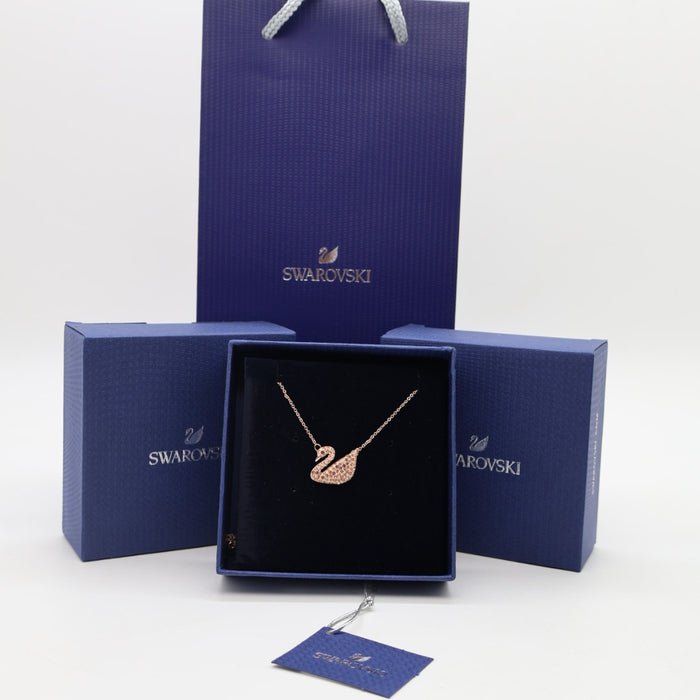 Swarovski Iconic Swan Necklace – Rose Gold Plated with Pink Crystals - 5368988
