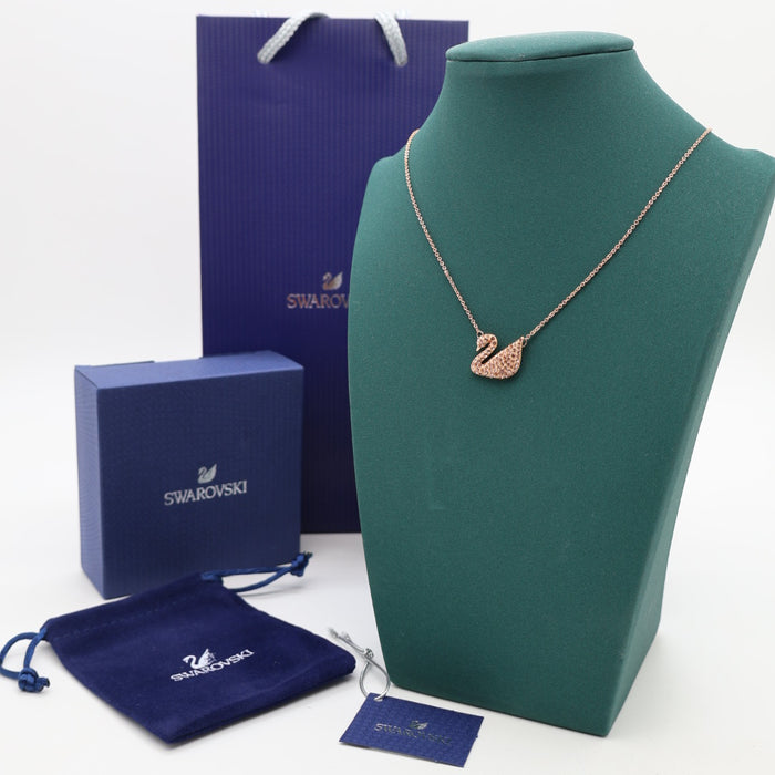 Swarovski Iconic Swan Necklace – Rose Gold Plated with Pink Crystals - 5368988