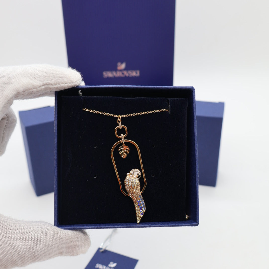 Swarovski Parrot Pendant Necklace – Gold-Tone Plated with Multicolor C ...