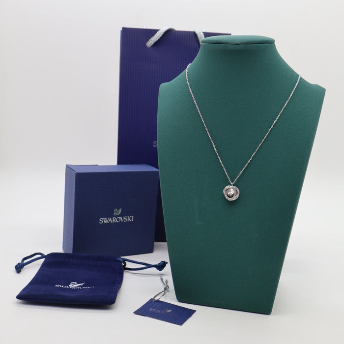 Swarovski Dancing Crystal Round Pendant Necklace – White Rhodium Plated - 5289028