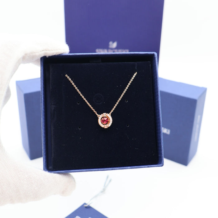 Swarovski Sparkling Dance Round Necklace – Rose Gold & Red Crystal - 5279421