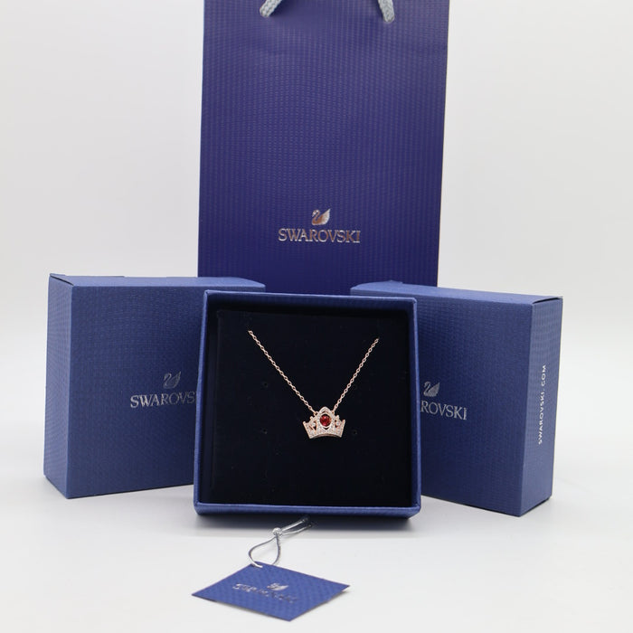 Swarovski Crown Pendant Necklace with Red Crystal – Rose Gold Tone - 5510986