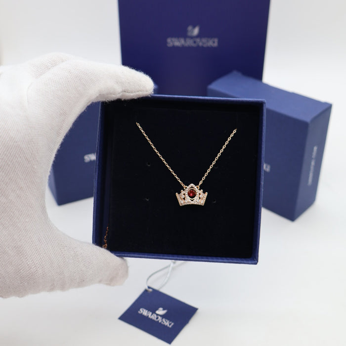 Swarovski Crown Pendant Necklace with Red Crystal – Rose Gold Tone - 5510986