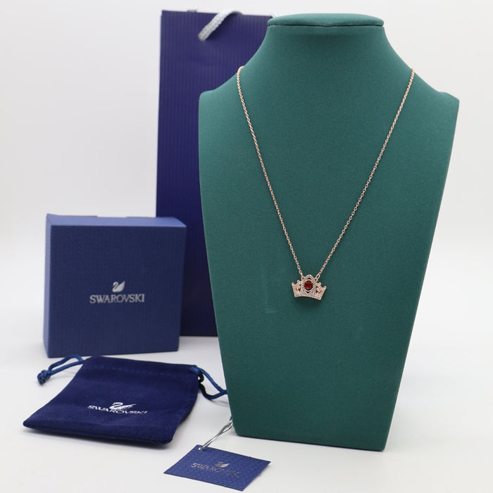 Swarovski Crown Pendant Necklace with Red Crystal – Rose Gold Tone - 5510986