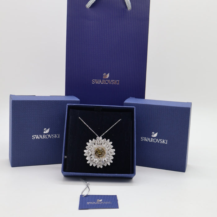 Swarovski Sunflower Pendant Necklace – Yellow Crystal with White Pavé - 5518147