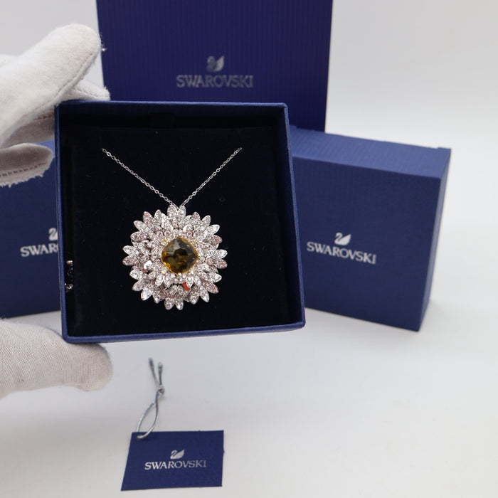 Swarovski Sunflower Pendant Necklace – Yellow Crystal with White Pavé - 5518147