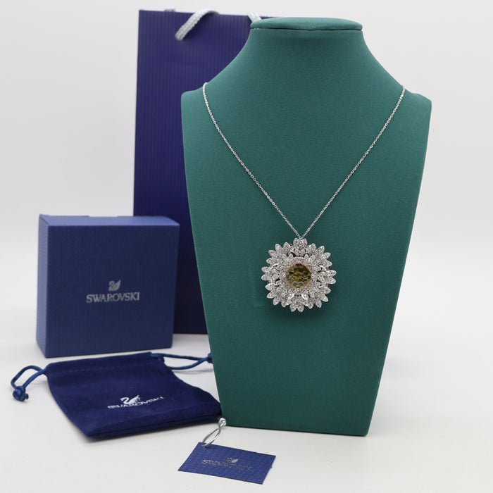 Swarovski Sunflower Pendant Necklace – Yellow Crystal with White Pavé - 5518147