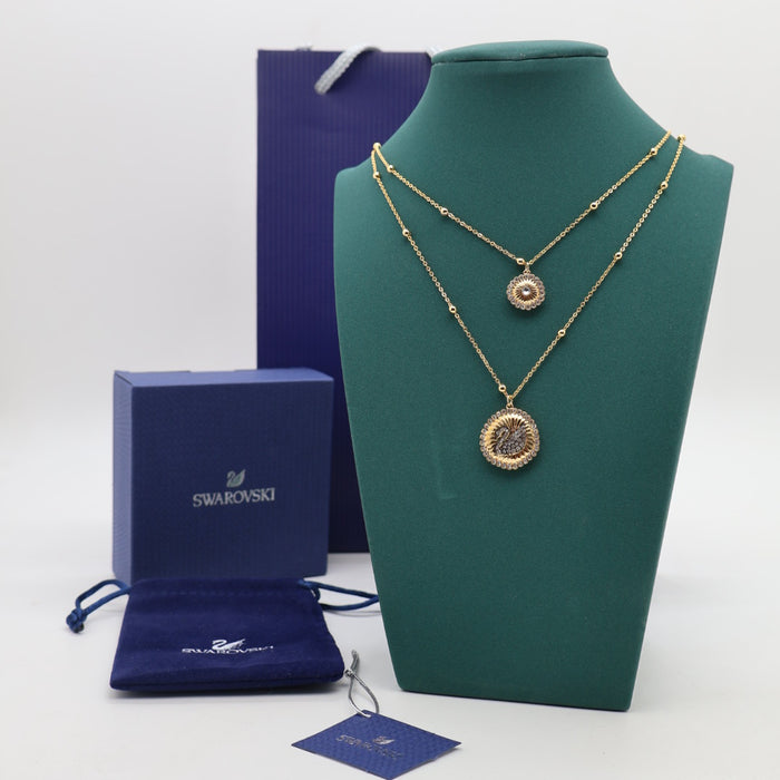 Swarovski Double-Layered Gold-Tone Swan Pendant Necklace Set - 5489220