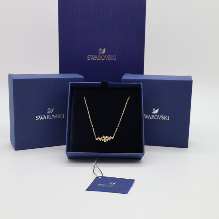 Swarovski Sparkling Cluster Necklace – Gold-Tone with Yellow & White Crystals - 5535781