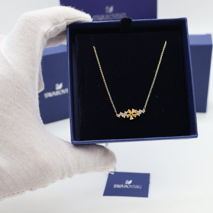 Swarovski Sparkling Cluster Necklace – Gold-Tone with Yellow & White Crystals - 5535781