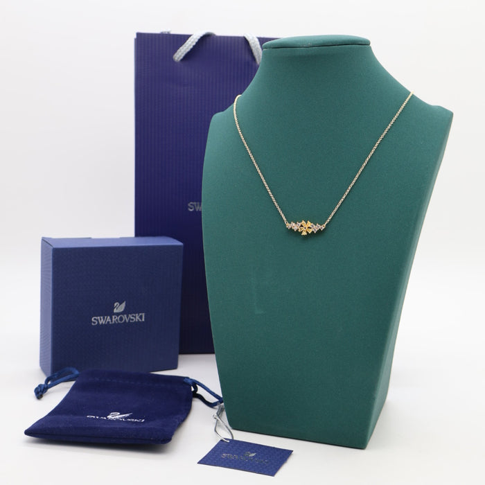 Swarovski Sparkling Cluster Necklace – Gold-Tone with Yellow & White Crystals - 5535781