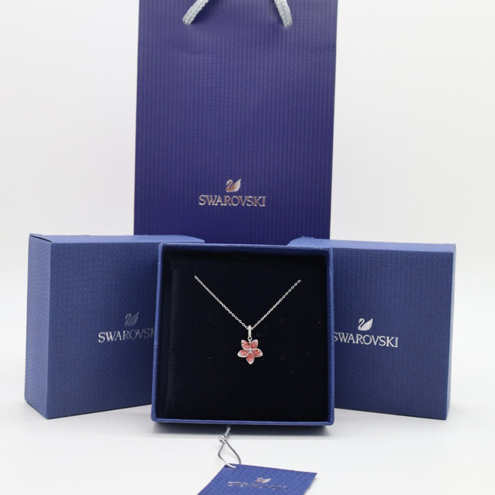 Swarovski Pink Flower Pendant Necklace – Rhodium Plated - 5524356