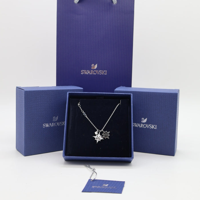Swarovski Duo Star Pendant Necklace – Rhodium Plated - 5511404