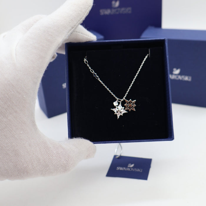 Swarovski Duo Star Pendant Necklace – Rhodium Plated - 5511404