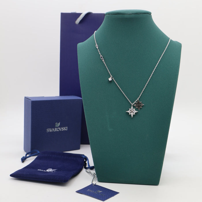 Swarovski Duo Star Pendant Necklace – Rhodium Plated - 5511404