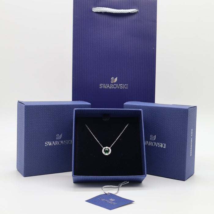 Swarovski Green Crystal Halo Pendant Necklace - 5496308
