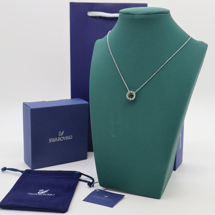 Swarovski Green Crystal Halo Pendant Necklace - 5496308