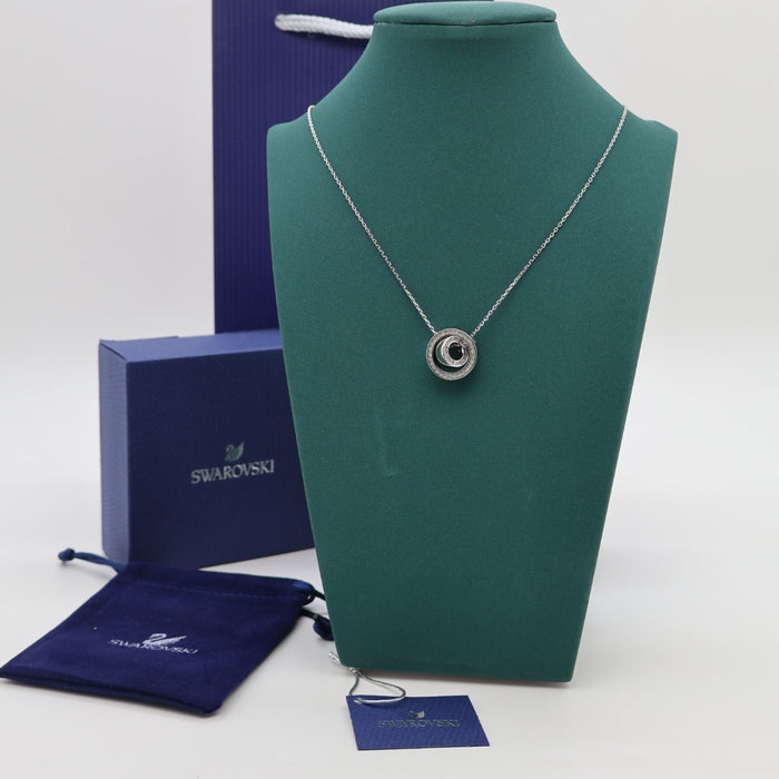 Swarovski Interlocking Double Circle Pendant Necklace in Rhodium Plating - 5349348