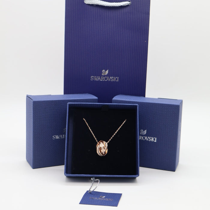 Swarovski Rose Gold Interwoven Knot Pendant Necklace