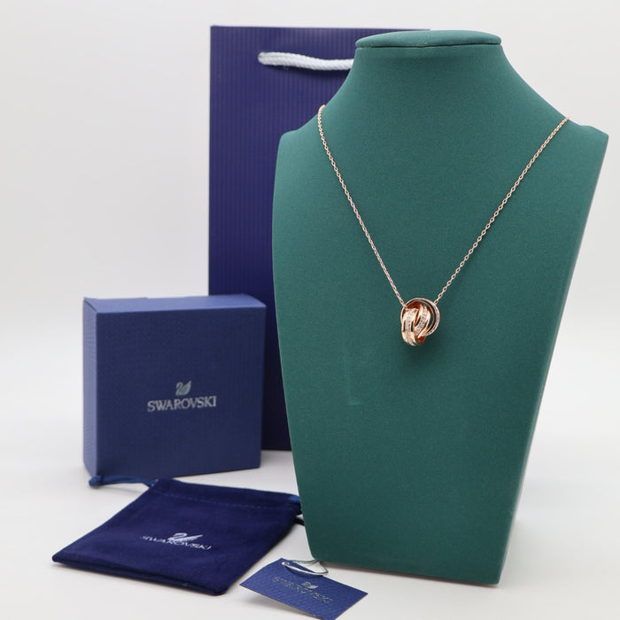Swarovski Rose Gold Interwoven Knot Pendant Necklace