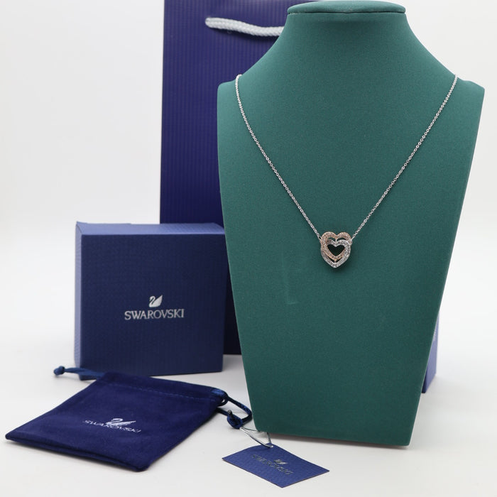 Swarovski Double Heart Pendant Necklace in Mixed Metal Tones - 5518868