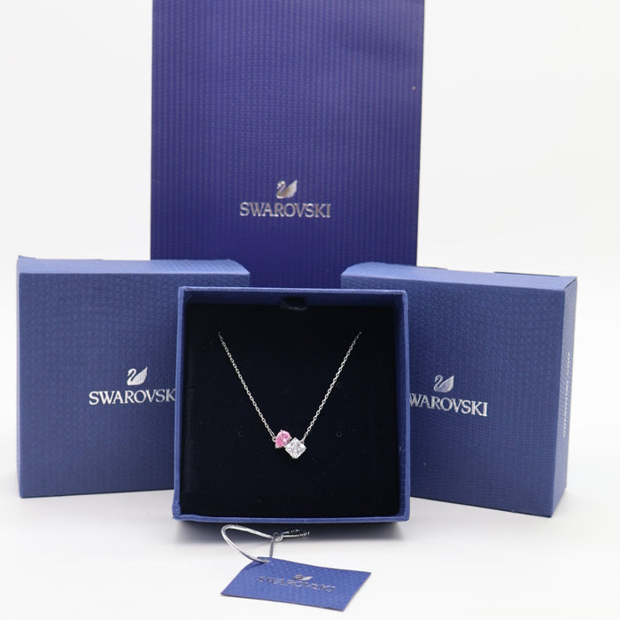 Swarovski Duo Crystal Pendant Necklace – Pink & Clear Crystals - 5517115