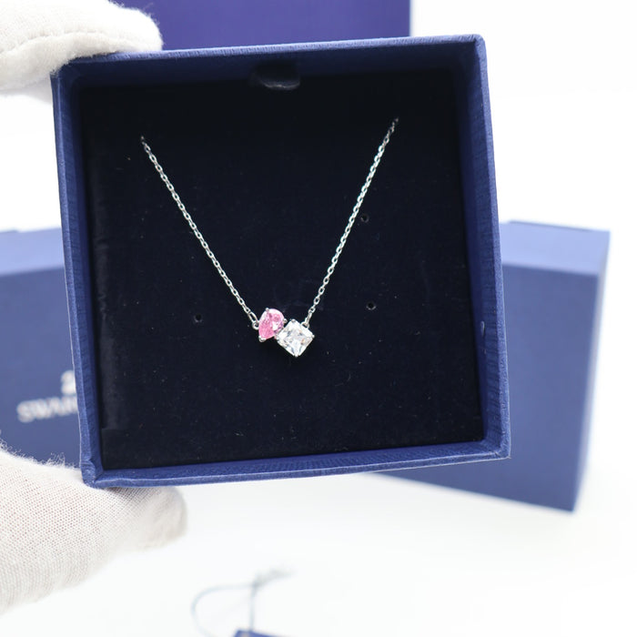 Swarovski Duo Crystal Pendant Necklace – Pink & Clear Crystals - 5517115