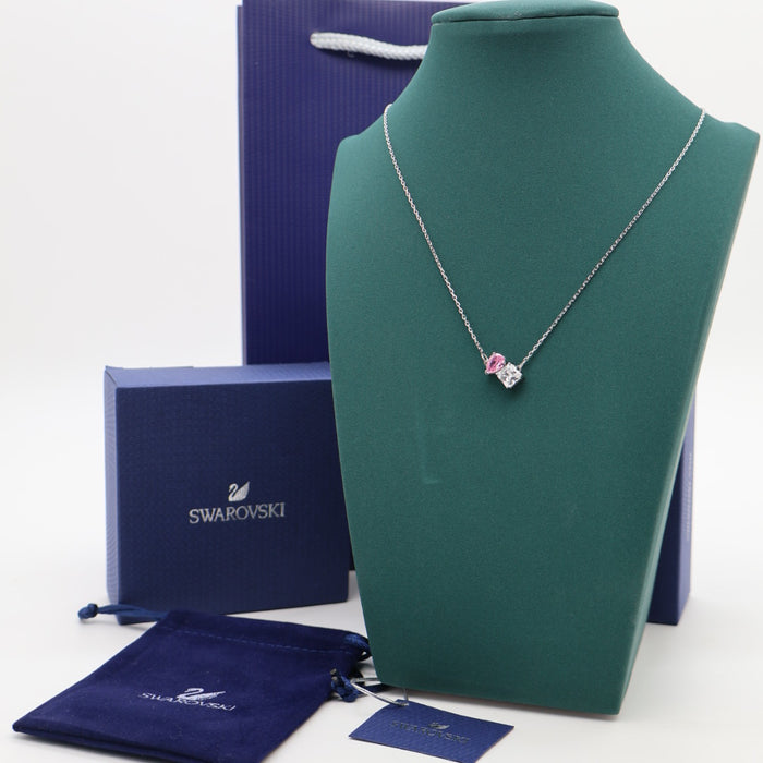 Swarovski Duo Crystal Pendant Necklace – Pink & Clear Crystals - 5517115