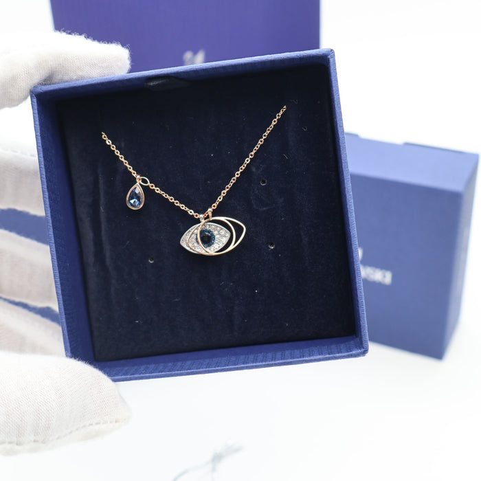 Swarovski Evil Eye Blue Crystal Necklace in Rose Gold Tone - 5172560