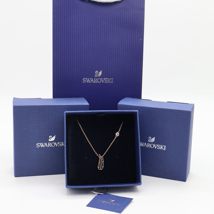 Swarovski Black Crystal Feather Pendant Necklace – Rose Gold Tone - 5495292