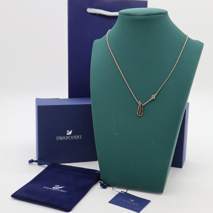 Swarovski Black Crystal Feather Pendant Necklace – Rose Gold Tone - 5495292