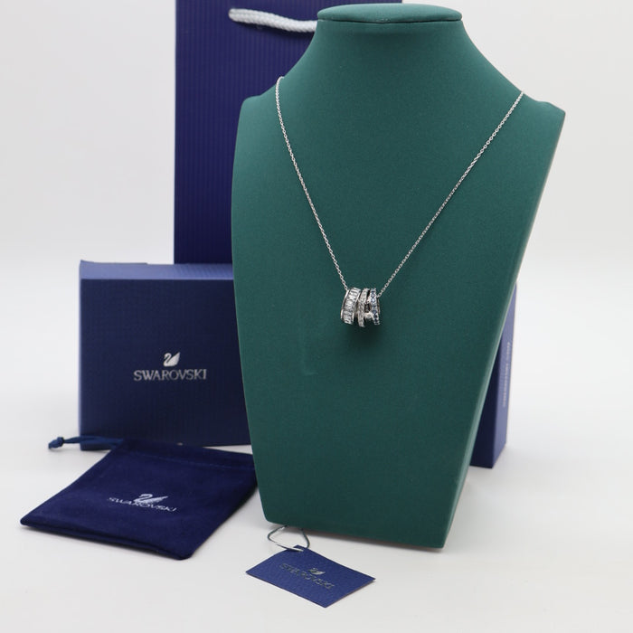 Swarovski Sparkling Trio Rings Pendant Necklace – Rhodium Plated - SHLX347