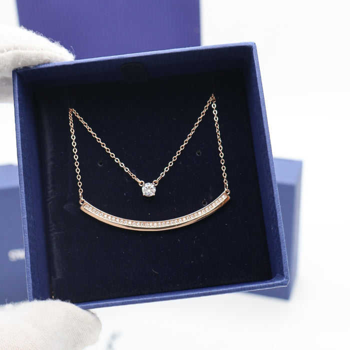 Swarovski Dual Layer Rose Gold-Tone Necklace with Crystal Accents - 5225438
