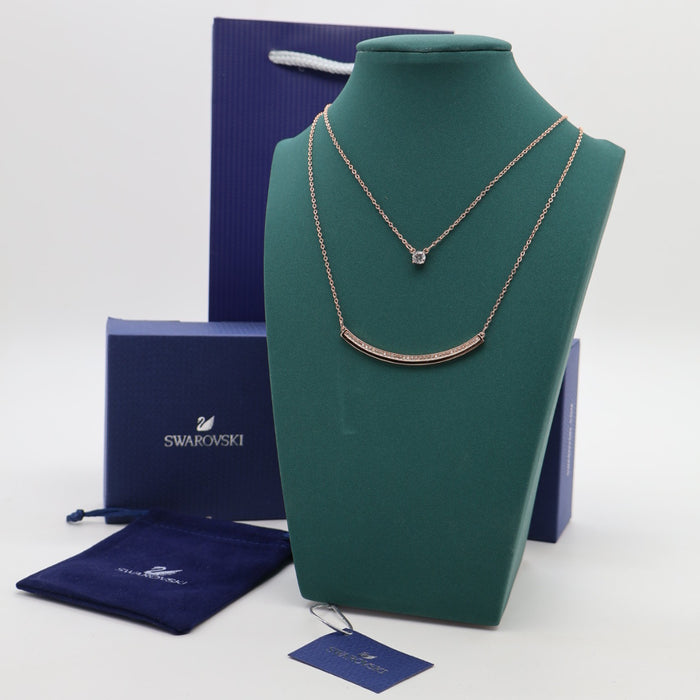 Swarovski Dual Layer Rose Gold-Tone Necklace with Crystal Accents - 5225438