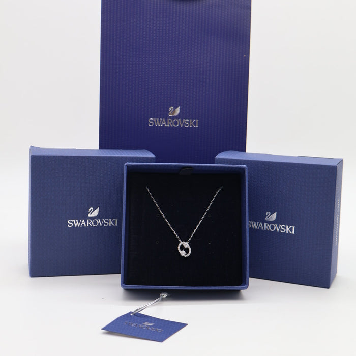 Swarovski Sparkling Circle Pendant Necklace – Rhodium Plated - 5561422