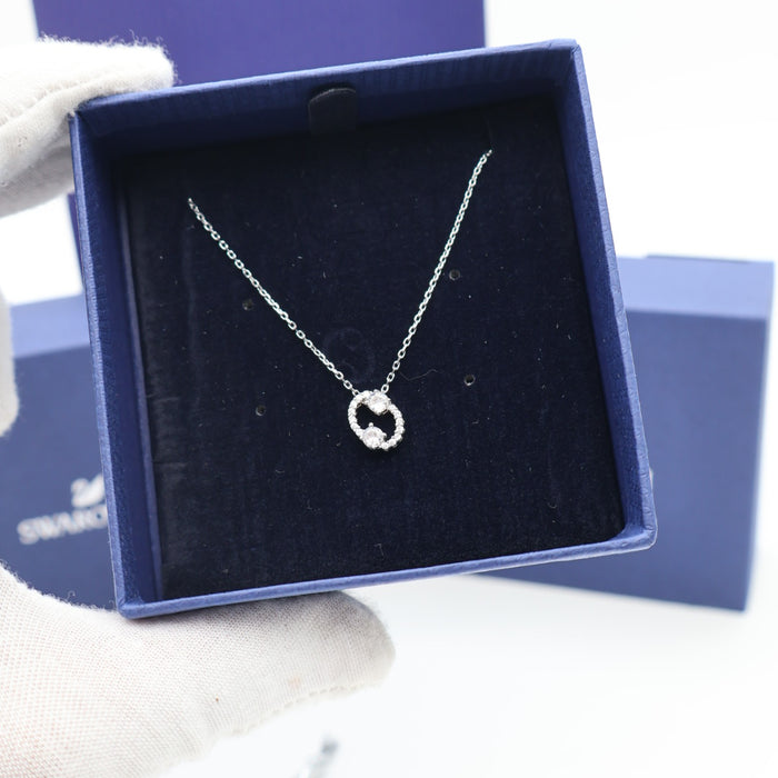 Swarovski Sparkling Circle Pendant Necklace – Rhodium Plated - 5561422