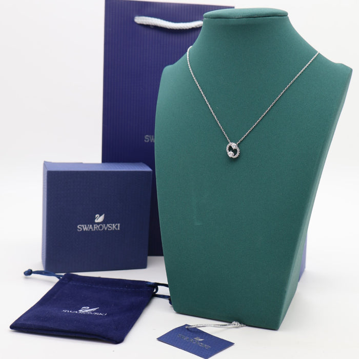 Swarovski Sparkling Circle Pendant Necklace – Rhodium Plated - 5561422