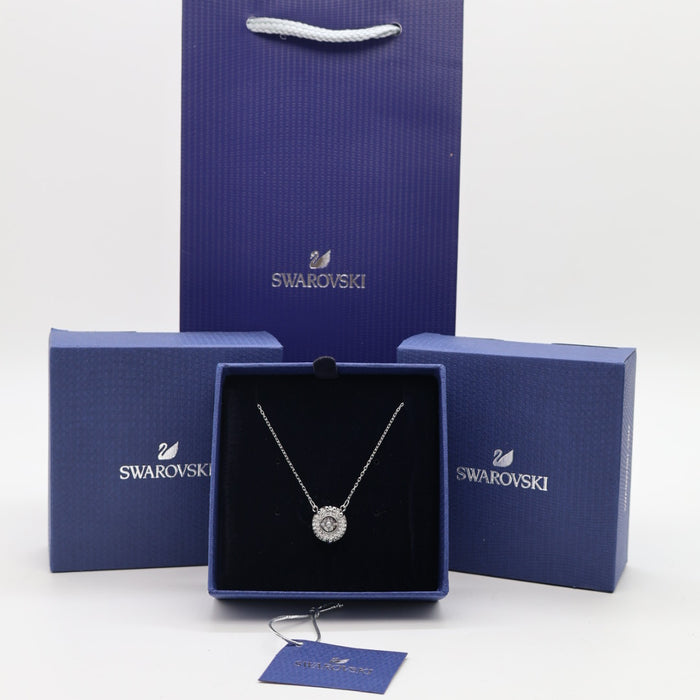 Swarovski Sparkling Halo Pendant Necklace – Rhodium Plated - 5686320
