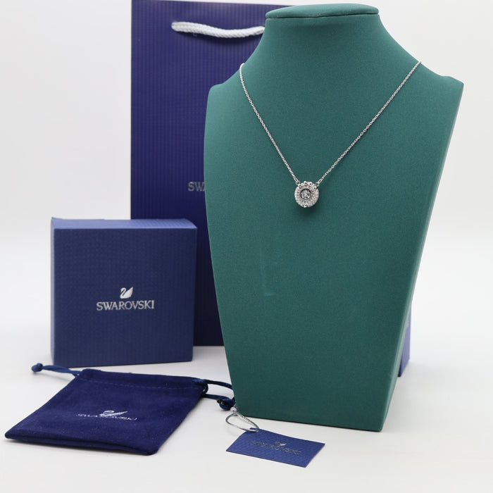 Swarovski Sparkling Halo Pendant Necklace – Rhodium Plated - 5686320