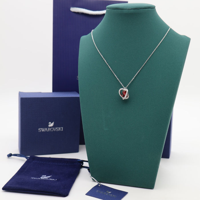 Swarovski Eternal Love Heart Pendant Necklace – Red Crystal & Rhodium Plated - 5455036
