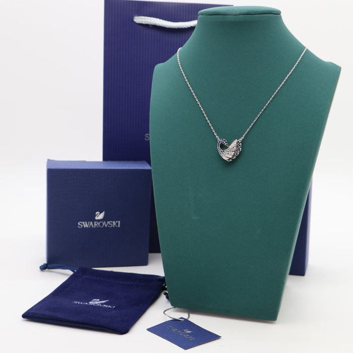 Swarovski Iconic Swan Pendant Necklace – Blue & White Crystals - 5562277