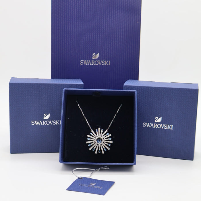 Swarovski Sunburst Pendant Necklace – Blue & Clear Crystals - 5536731