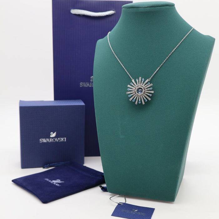 Swarovski Sunburst Pendant Necklace – Blue & Clear Crystals - 5536731