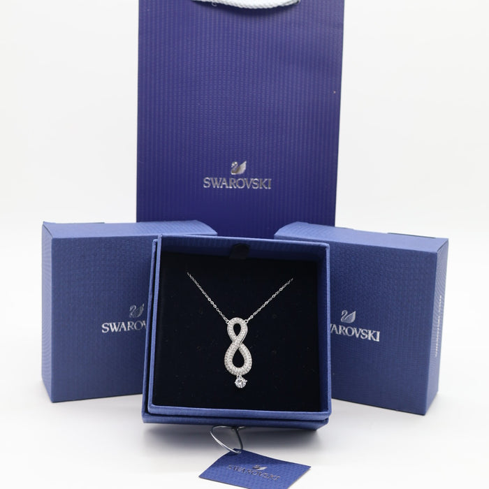 Swarovski Infinity Pendant Necklace – Rhodium & Clear Crystals - 5537966