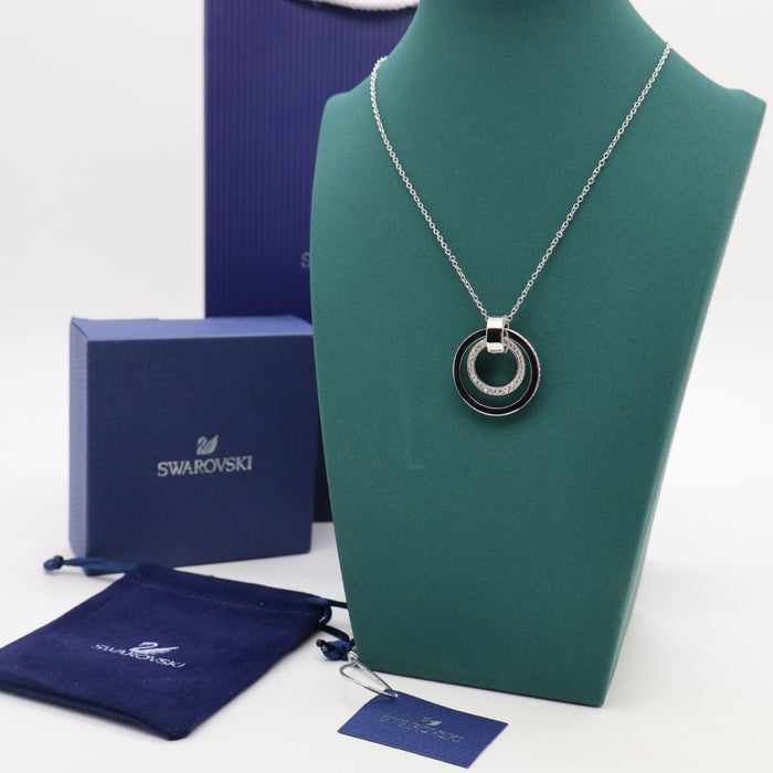 Swarovski Duo Circle Pendant Necklace – Rhodium Plated - 5349345